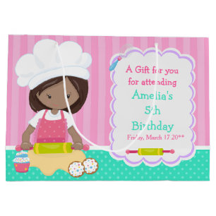 Grand Sac Cadeau Cute Merci de cuisson fille afro-américaine