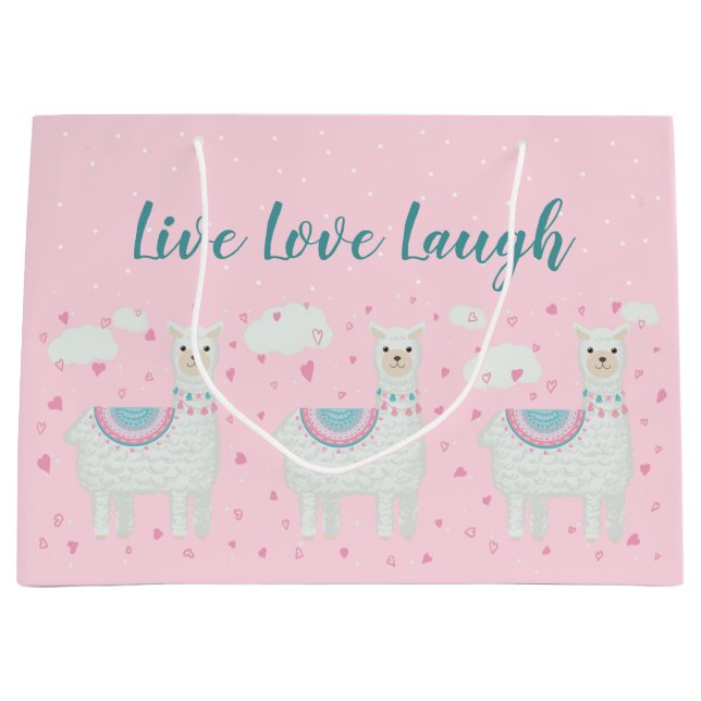 Grand Sac Cadeau Cute motif lama rose arrière - plan (Devant)