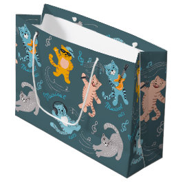 Grand Sac Cadeau Cute Musical Chats Motif Anniversaire de enfant