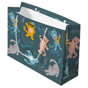 Grand Sac Cadeau Cute Musical Chats Motif Anniversaire de enfant