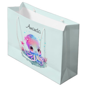 Grand Sac Cadeau Cute Octopus Sea Creatday