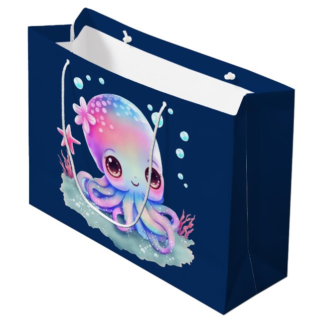 Grand Sac Cadeau Cute Octopus Sea Creator (Devant Angle)