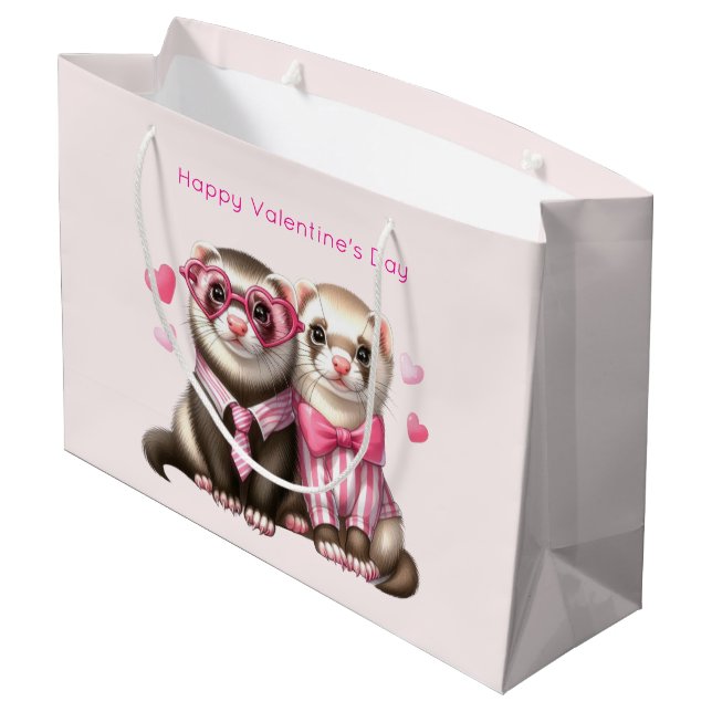 Grand Sac Cadeau Cute Otter Couple dans Love Valentine's Day (Dos Angle)