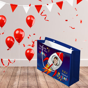 Grand Sac Cadeau Cute Outer Space Rocket Ship Blast Off Birthday