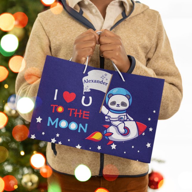 Grand Sac Cadeau Cute Panda Ours Astronaut Sur Rockship Kids (Créateur téléchargé)