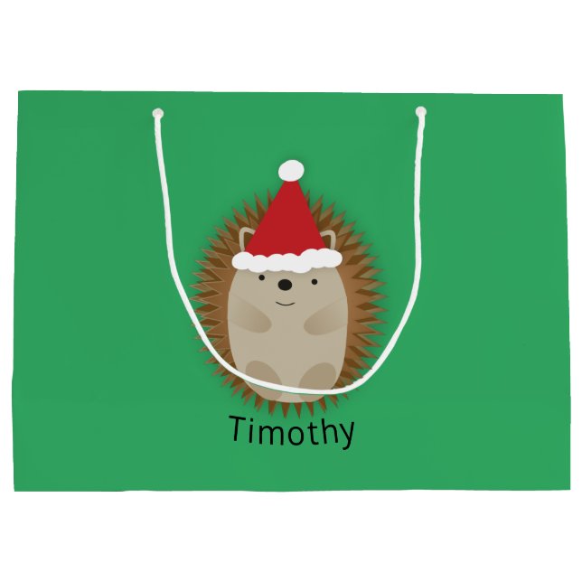 Grand Sac Cadeau Cute Père Noël Hedgehog (Dos)