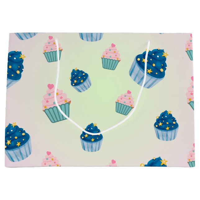 Grand Sac Cadeau Cute Sweet cupcake Sprinke 2e anniversaire fille (Devant)