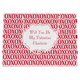 Grand Sac Cadeau Cute Valentine Day XOXO Red And Pink
