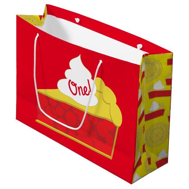 Grand Sac Cadeau Cutie Pie Cherry fête d'anniversaire (Devant Angle)