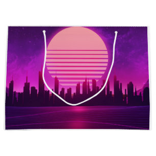 Grand Sac Cadeau cyberpunk électronique synthwave scifi rose