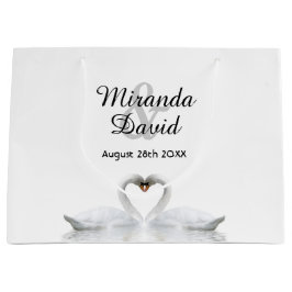 Grand Sac Cadeau cygnes blancs mariages élégants simples