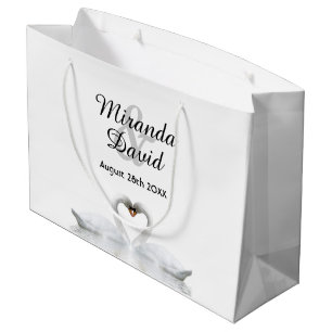 Grand Sac Cadeau cygnes blancs mariages élégants simples