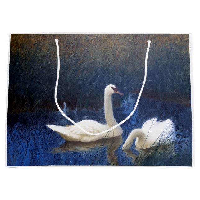 Grand Sac Cadeau Cygnes en roseaux, Bruno Liljefors (Devant)