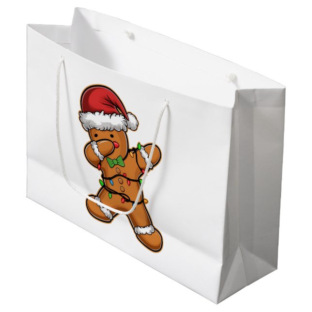 Grand Sac Cadeau Dabing pain d'épices arbre Noël léger (Devant Angle)
