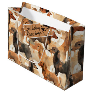 Grand Sac Cadeau Dachshund Cartoon Chefs de motif transparent