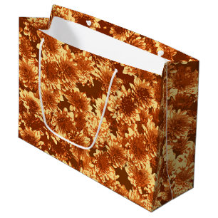 Grand Sac Cadeau Dahlia moderne Motif, Brown et or