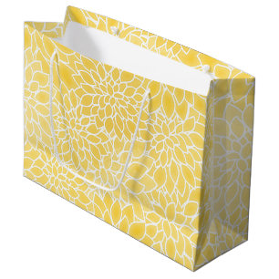 Grand Sac Cadeau Dahlias jaune pastel