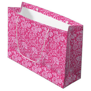 Grand Sac Cadeau Damassé d'oeillet de Nouveau d'art, rose de