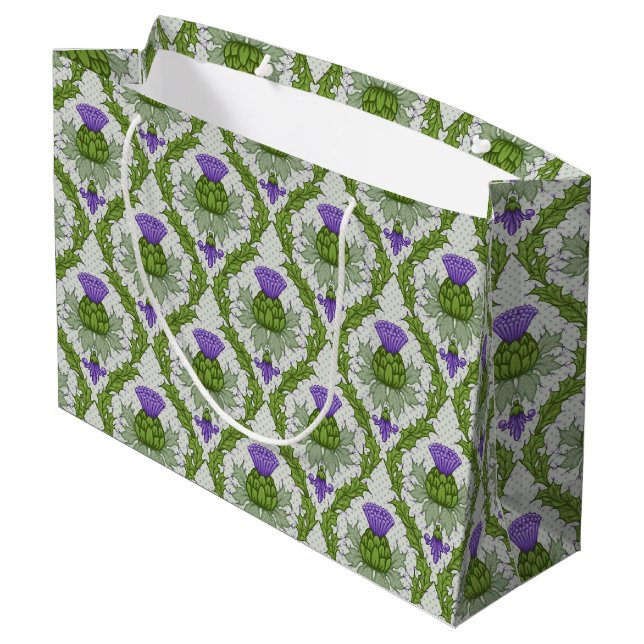 Grand Sac Cadeau Damassé écossaise de chardon (Dos Angle)