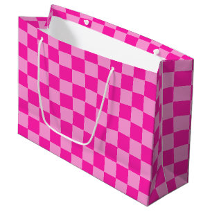 Grand Sac Cadeau Damier Rose Attrayant