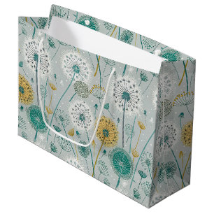 Grand Sac Cadeau Dandelion Whimsical - Jaune, Blanc & Turquoise