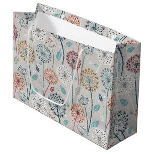 Grand Sac Cadeau Dandelion Whimsical - Rouge, Jaune, Blanc & Turquo