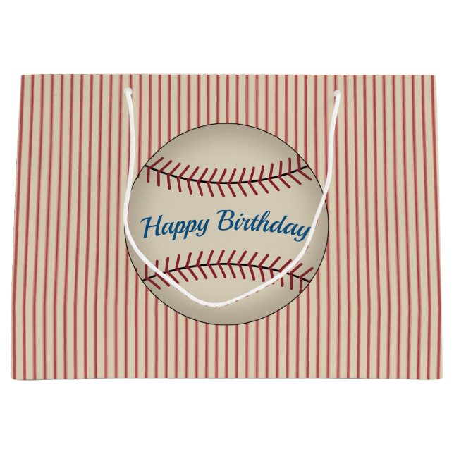 Grand sac cadeau d'anniversaire de baseball (Devant)