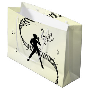 Grand Sac Cadeau Danse Jazz Musique Jaune