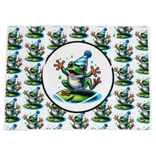 Grand Sac Cadeau Danseuse grenouille sur un Lily Pad Anniversaire