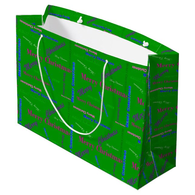 Grand sac cadeau de Noël vert brillant (Dos Angle)