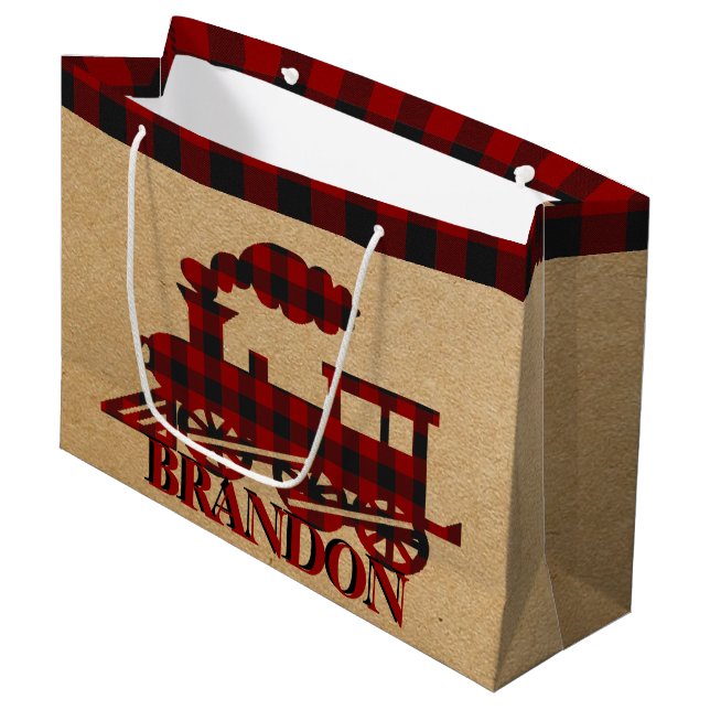 Grand sac cadeau de train plié personnalisé (Devant Angle)