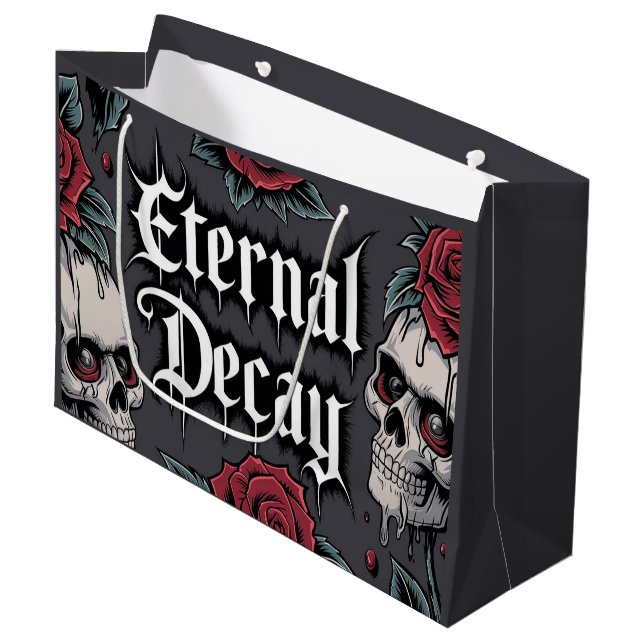 Grand Sac Cadeau Décadation éternelle" Crâne gothique et illustrati (Devant Angle)
