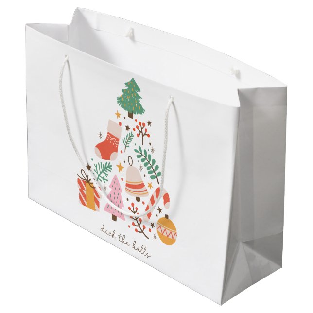 Grand Sac Cadeau Deck Les Halls Arbre De Noël (Dos Angle)
