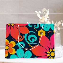 Grand Sac Cadeau Décor Dopamine - Fleurs Funky Lumineuses-Retro