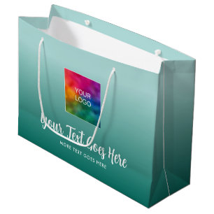 Grand Sac Cadeau Dégradé Bleu Sarcelle Modèle Personnalisé Votre Lo
