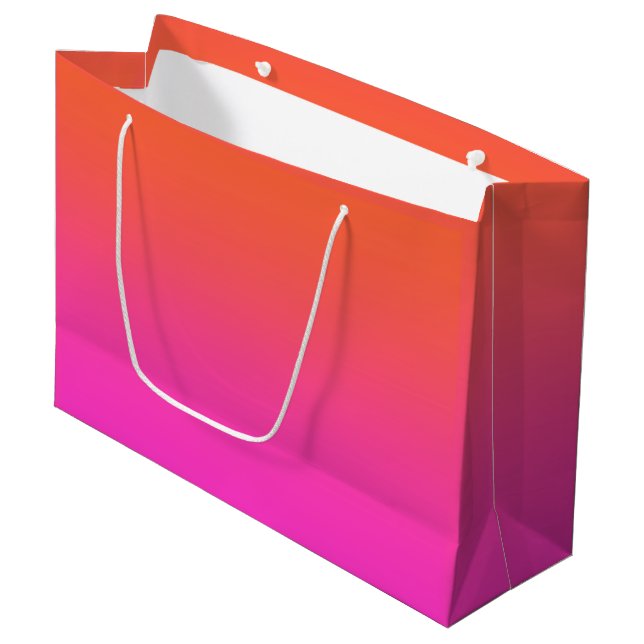 Grand Sac Cadeau Dégradé Rose Orange (Devant Angle)