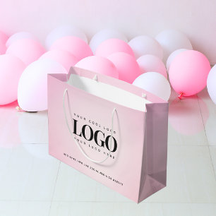 Grand Sac Cadeau Dégradé rose personnalisé Ajouter le logo de l'ent