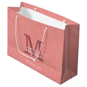 Grand Sac Cadeau Demoiselle d'honneur Monogramme Mariage Moderne