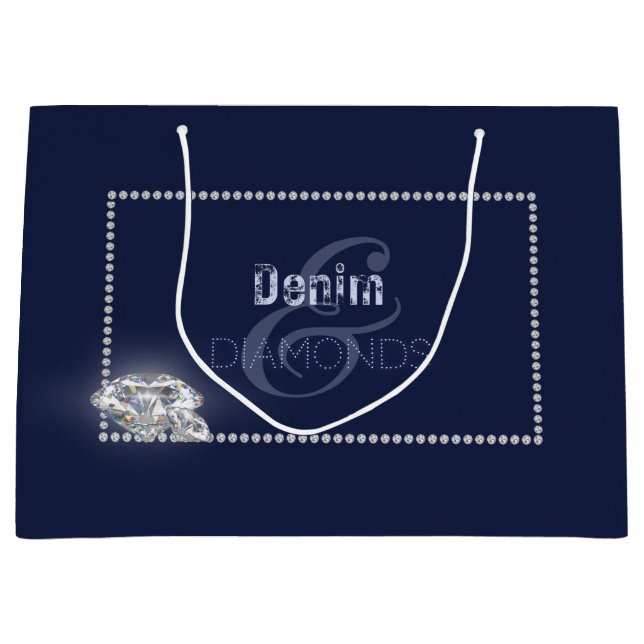 Grand Sac Cadeau Denim et diamants (Devant)