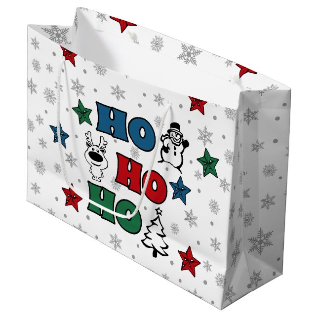 Grand Sac Cadeau Design de Noël Ho-Ho-Ho (Devant Angle)