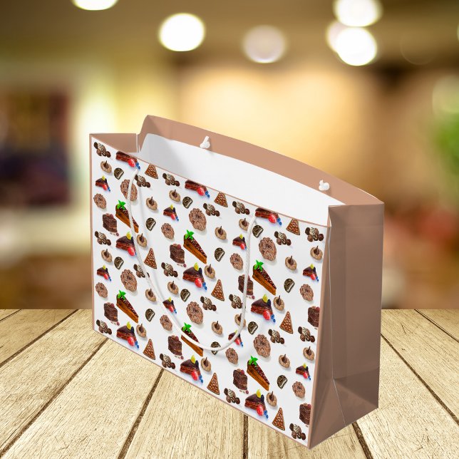 Grand Sac Cadeau Desserts au chocolat à l'aquarelle délicieux (Créateur téléchargé)