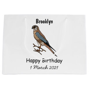 Grand Sac Cadeau dessin animé d'oiseau-kestrel américain