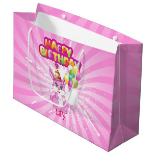 Grand Sac Cadeau Dessin d'anniversaire de Bunny rose