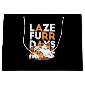 Grand Sac Cadeau Détendez-vous Art Chat - 'Laze Furr Days' pour les