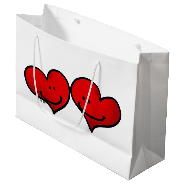 Grand Sac Cadeau deux coeurs amoureux (Devant Angle)