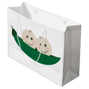 Grand Sac Cadeau Deux pois dans une cosse jumelle le bébé