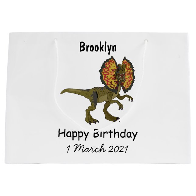 Grand Sac Cadeau Dilophosaurus dessin animé (Devant)