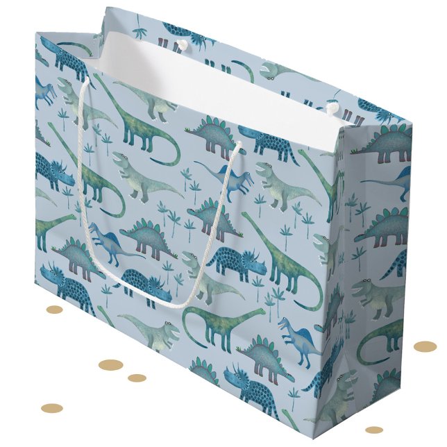 Grand Sac Cadeau Dinosaur Motif Fun (Fun dinosaur pattern gift bag)
