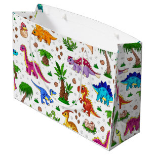 Grand Sac Cadeau Dinosaure d'Aquarelle mignonne pour enfants