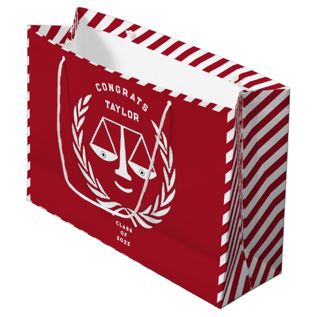 Grand Sac Cadeau Diplôme de droit personnalisé (Devant Angle)